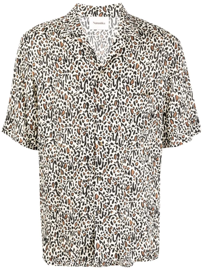Nanushka Leopard-print Plissé Shirt In Creme Ocelot