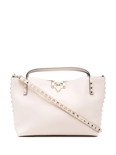 Valentino Garavani Small Rockstud Tote Bag In White