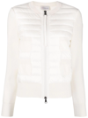 Moncler Quilted Zipped Cardigan In Beige