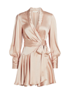 Zimmermann Silk Wrap V-neck Minidress In Petal