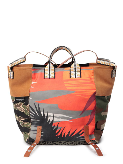 Palm Angels Mixed Deconstructed Shopper Bag In Military Black