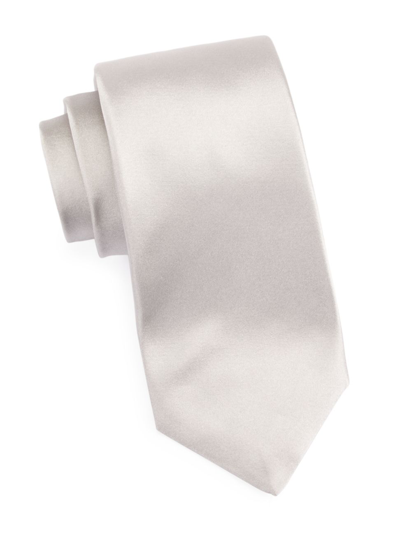 Paul Stuart Silk Neck Tie In Silver