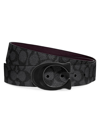 Coach Logo Buckle Leather Belt In Charcoal Oxblood