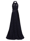 TERI JON BY RICKIE FREEMAN WOMEN'S FLORAL LACE COLLARED A-LINE GOWN
