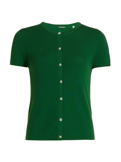 Elie Tahari Merino Wool Short-sleeve Top In Green