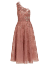 MARCHESA WOMEN'S ONE-SHOULDER EMBROIDERED TULLE COCKTAIL DRESS