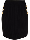 Balmain Button-detail Ribbed Knitted Skirt In Schwarz