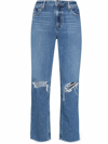 PAIGE NOELLA DISTRESSED LOW-RISE STRAIGHT-LEG JEANS