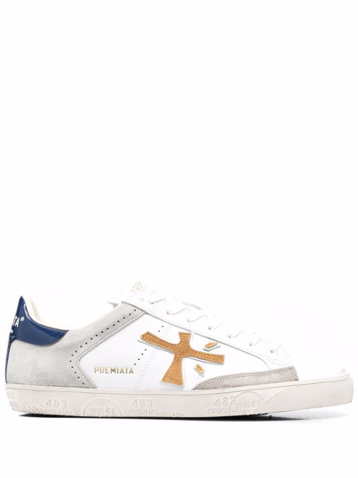 Premiata Steven Multi-panelled Trainers In White