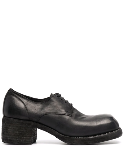 Guidi Square-toe Leather Oxfords In Black