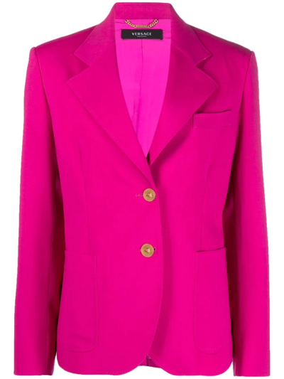 Versace Ladies Pink Single-breasted Blazer Jacket In Multicolor