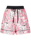 Moncler Graphic-print Silk Shorts In Pink