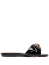 Kurt Geiger Kensington Eagle-embellished Quilted Patent-leather Mules In Schwarz