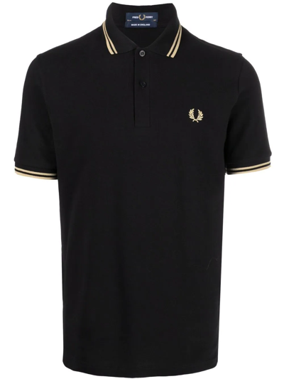 Fred Perry Stripe Trim Polo Shirt In Black