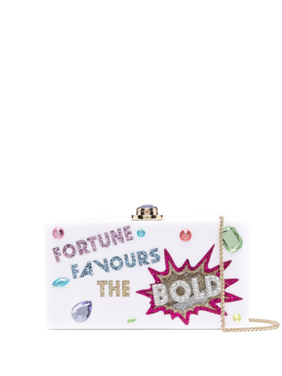 Sophia Webster Cleo Fortune Favours The Bold Jewel Clutch Bag In White Multi