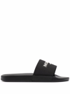 Moncler Logo-embossed Pool Slides In Black