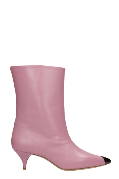 Alchimia High Heels Ankle Boots In Rose-pink Leather