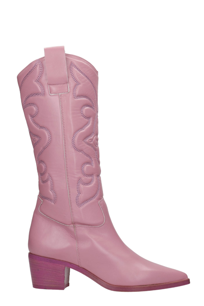 Alchimia Texan Boots In Rose-pink Leather