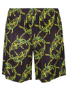 Msgm Shark Chain-print Bermuda Shorts In Black/green