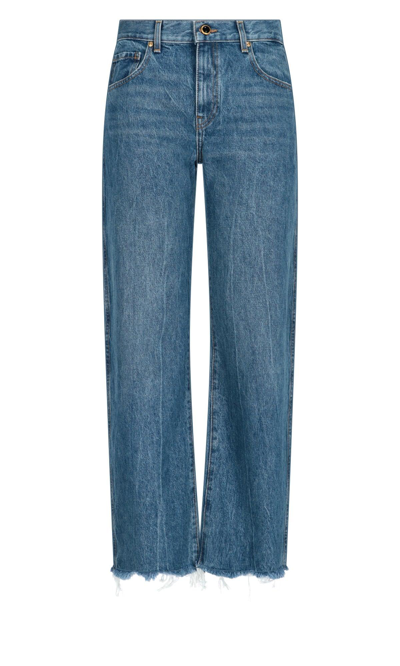 Khaite Kerrie Raw Edge Straight Leg Jeans In Blue