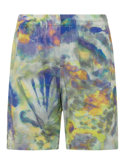 Msgm Tie Dyed Elastic Waist Shorts In Multi