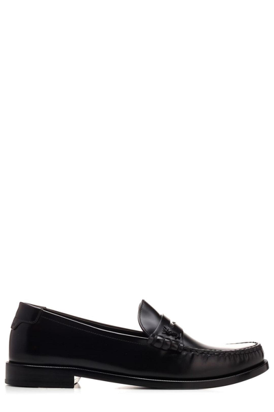 Saint Laurent Cassandre Patent Leather Loafers In Black