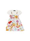 Versace Jardin Cotton-blend Dress In Bianco+multicolor