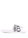 Versace Jeans Couture Shelly Logo-embossed Slides In White