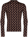 Marine Serre Moon Print Recycled Nylon Turtleneck Top In Brown