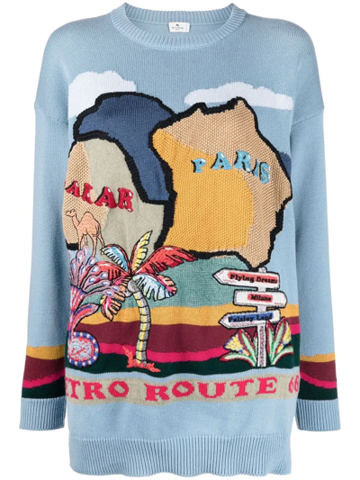 Etro Sweater With Desert Embroidery In Multicolour