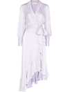Zimmermann Tie-waist Silk-crepe Wrap Midi Dress In Violett