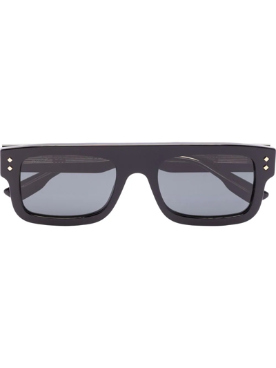 Gucci Logo Print Square-frame Sunglasses In Schwarz