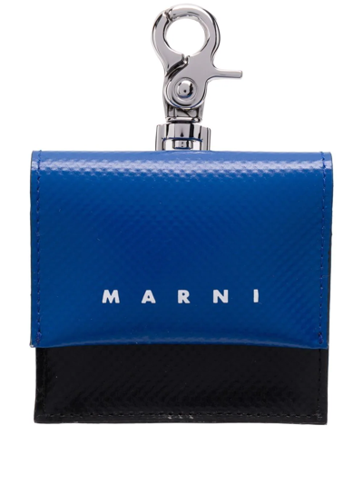 Marni Logo-print Airpods Holder In Blau