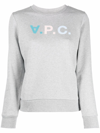 Apc Suzie Flocked-logo Sweatshirt In Grau