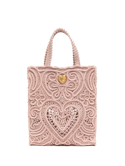 Dolce & Gabbana Beatrice Crocheted Tote Bag In Pink