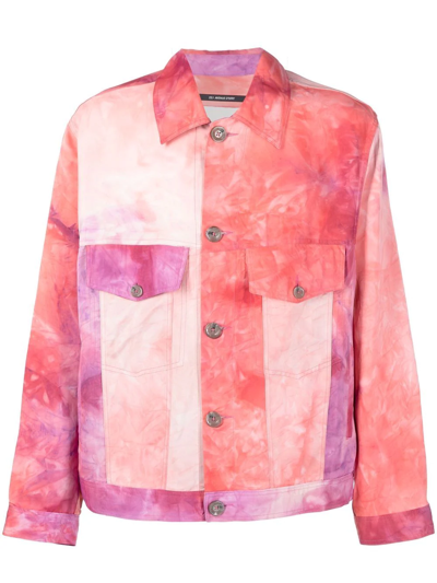 Song For The Mute Colour-block Tie-dye Jacket In Pink