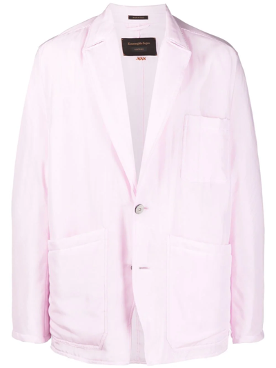 Ermenegildo Zegna Single Breasted Patch-pocket Blazer In 387060 Md Pnk Sld
