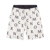 Moncler Kids White Shorts With Deconstructed Navy Blue Logo In Cream