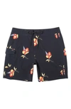 Rvca Restless Board Shorts In Black Floral