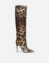 Dolce & Gabbana Leopard-print Jacquard Knee-length Boots In Animal Print