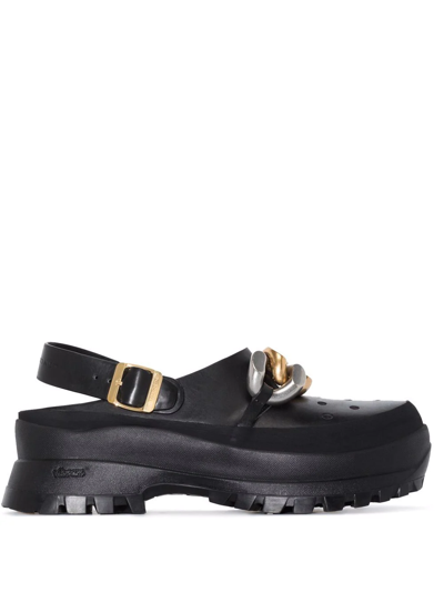 Stella Mccartney Trace Chain-embellished Vegetarian Leather And Rubber Clogs In Black