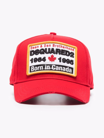 Dsquared2 Red Born In Canada Logo Baseball Cap