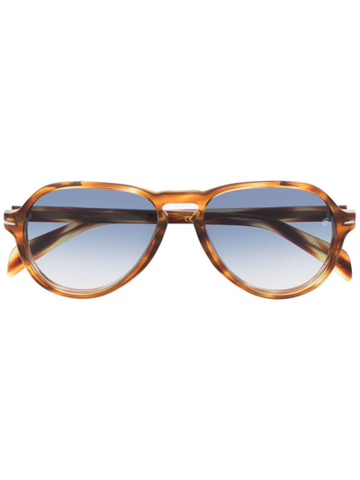 Eyewear By David Beckham Tortoise Round-frame Sunglasses In Braun