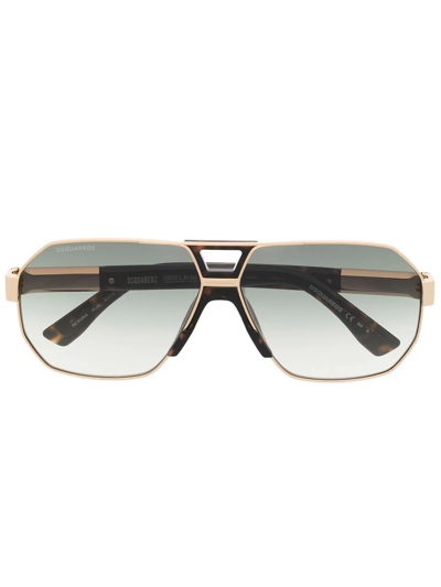 Dsquared2 飞行员镜框太阳眼镜 In Brown