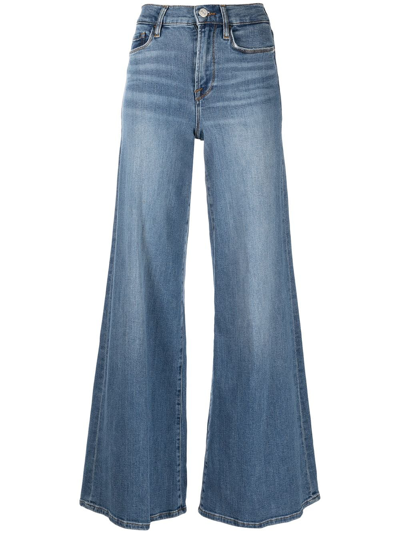 Frame Le Palazzo High-rise Wide-leg Organic Jeans In Blue