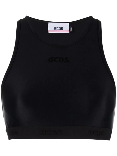 Gcds Logo-print Racerback Sports Bra In Black