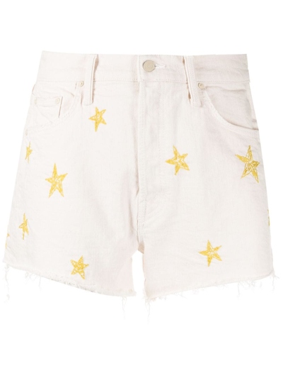 Mother The Tomcat Kick High Rise Frayed Shorts In Shoot For The Stars