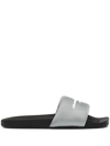 Alexander Wang Logo-print Slider Sandals In Grey