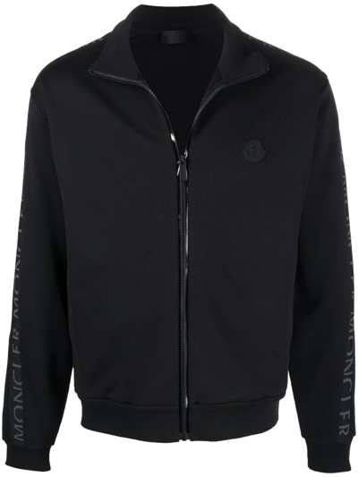 Moncler Logo-trim Zip-front Track Jacket In Black