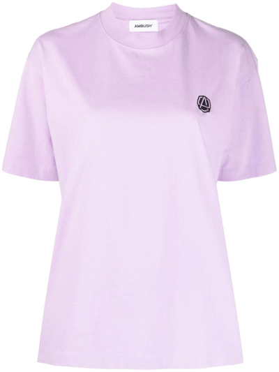 Ambush Logo-embroidered Cotton T-shirt In Purple